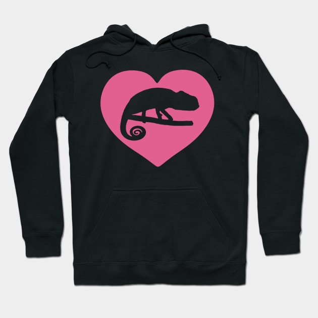 Pink Chameleon Heart for Chameleon Lovers Hoodie by Mochi Merch